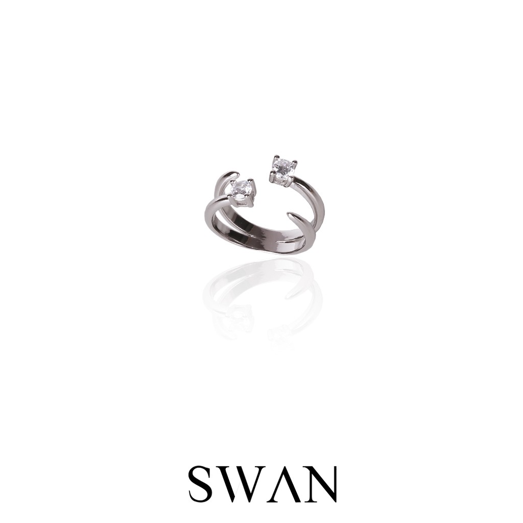 [ส่งด่วนฟรี]SWAN - Mia Stone Ring แหวนเงินแท้ ฟรีไซส์ ฝังเพชรคิวบิกเซอร์โคเนีย cubic zirconia