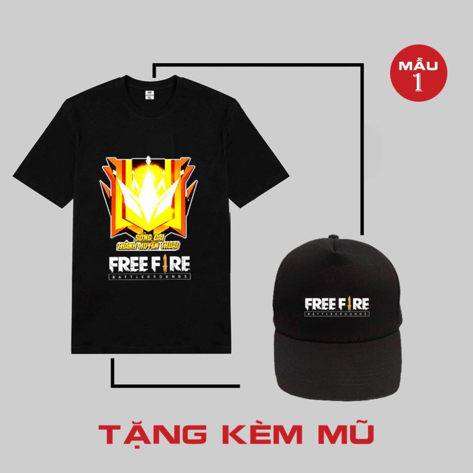 FREE FIRE คอลเลคชั่นเสื้อยืด ️FREE FF HAT เสื้อยืดเกมพิมพ์ลาย Free Fire สุดเท่