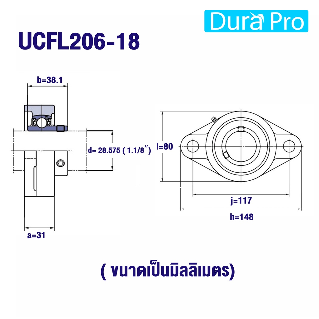 UCFL204-12 UCFL205-16 UCFL206-18  ตลับลูกปืนตุ๊กตา BEARING UNITS UCFL204-12 - UCFL206-18 - รูปที่ 3