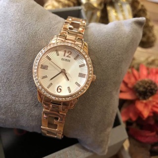 Sale! GUESS CHARMING ROSE GOLD WOMENS WATCH สแตนเลสโรสโกลด์ หน้าปัด30 mm. หลักด้านในและขอบหน้าปัดล้อมรอบด้วยคริสตัล