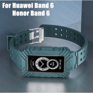 2 in 1 สายนาฬิกาข้อมือซิลิโคน TPU พร้อมเคส อุปกรณ์เสริม สําหรับ HUAWEI Band 6 7 8 Honor Band 6 HUAWEI