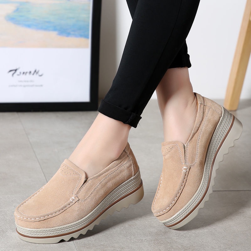 【JINTOHO】[พร้อมส่ง] รองเท้าโลฟเฟอร์ลําลอง หนังวัวแท้ ส้นแบน เหมาะกับใส่ทํางาน แฟชั่นสําหรับผู้หญิง
