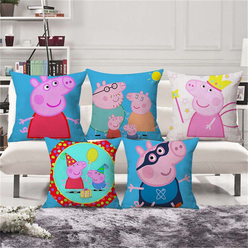 Fashion Pillow Case Sofa Cartoon Style Peppa Pig Print Bed Car