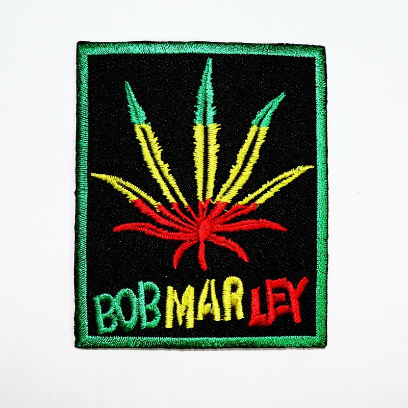 [ ตัวรีดติดเสื้อ ลาย ใบกัญชา รูปกัญชา ธง เร็กเก Bob Marley ] Reggae Ganja Patch งานปัก DIY ตัวรีด เส