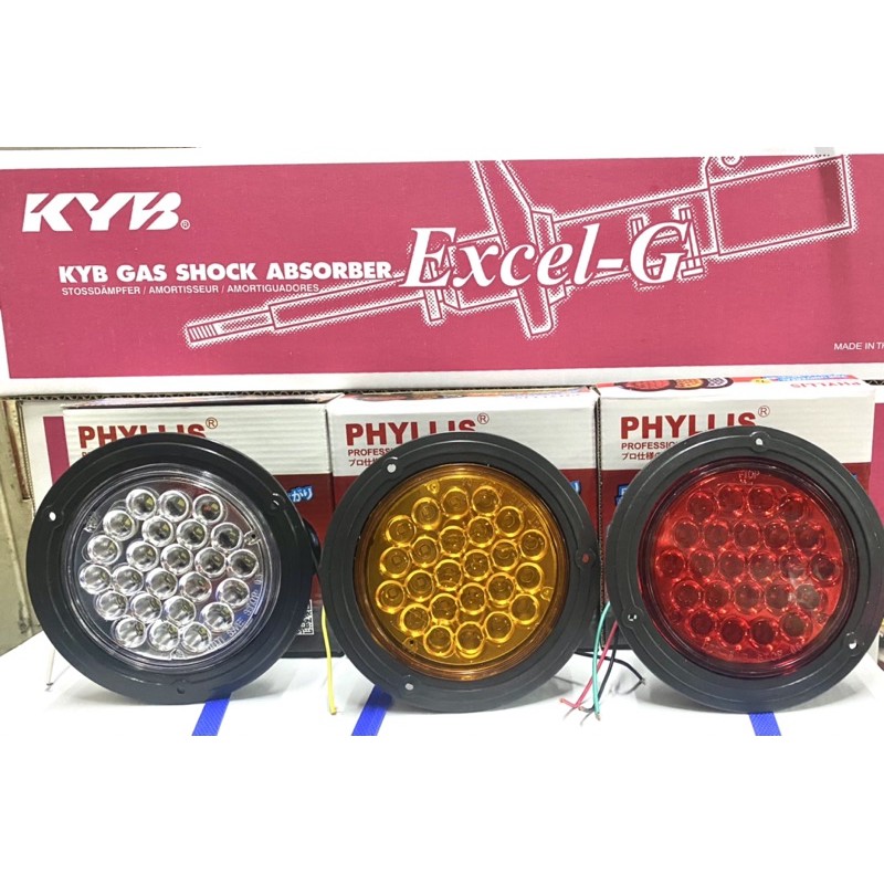 (เกรดLED อย่างดี Phyllis แท้ ) ไฟท้ายรถบรรทุก​ LED​ 24V ขอบดำ 5.5 นิ้ว สีแดง สีส้ม สีขาว ไฟท้าย รถบรรทุก By Phyllis