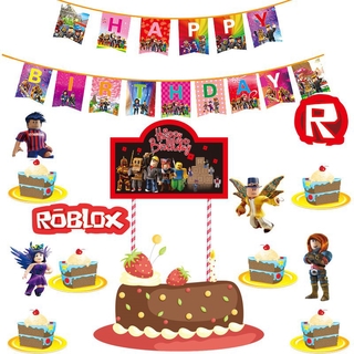 ป้ายธงแบนเนอร์ Game Roblox สําหรับตกแต่งเค้กวันเกิด