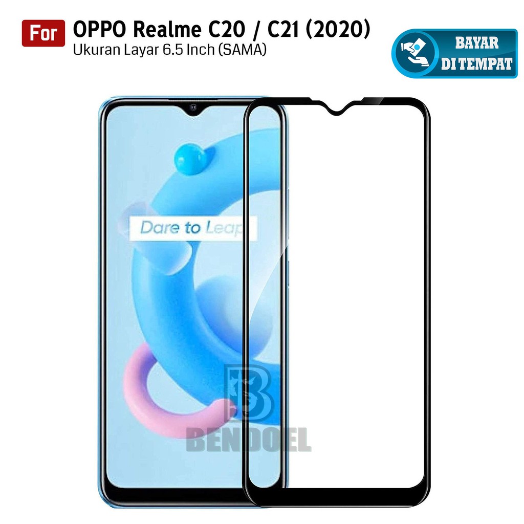 กระจกนิรภัยคลุมทั้งหมดสําหรับ Oppo Realme C20 / C21 | Premium 9H Curved Edge - สีดํา