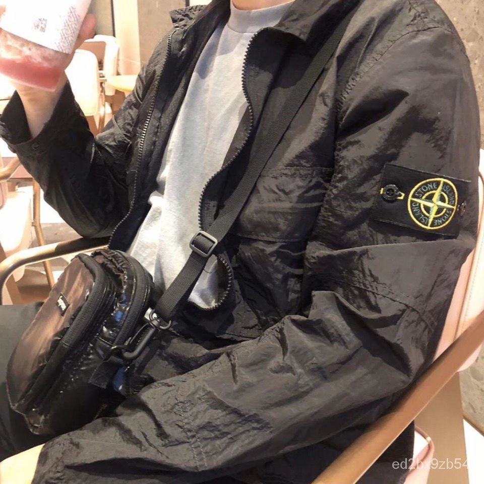 stone island black windbreaker