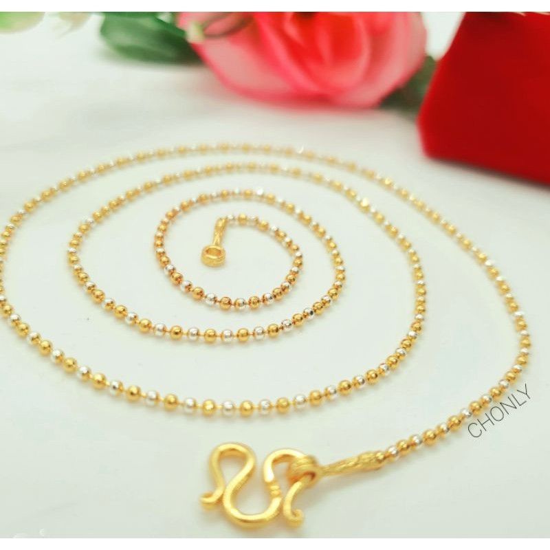 COD ส่งไว24ชม. สร้อยคอ2กษัตริย์ เม็ดจิ๋ว 1-2 มิล ใส่ลุยๆได้ไม่ดำ