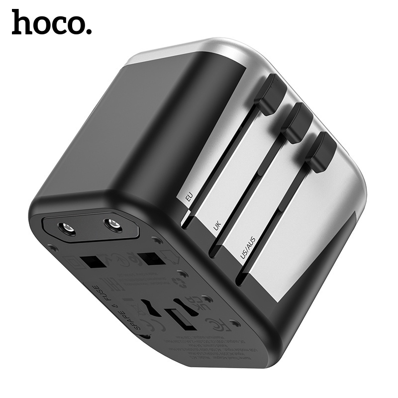Hoco AC5 สมาร์ท Travel อะแดปเตอร์ปลั๊ก USB All In One Charger Adapter Wall USB Charger แปลง AC สําหรับ EU US UK AU ปลั๊กสําหรับ iPh 14 iP * d