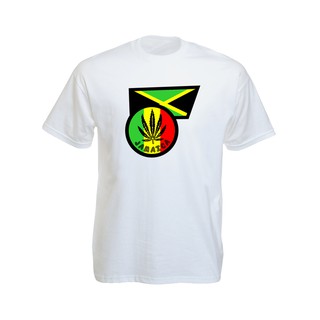 เสื้อยืดราสต้าTee-Shirt Leaf Jamaica Flag เสื้อยืดคอกลมสีขาว/สีดำลายรูปธงจาไมก้า และโลโก้ White/Black Tee-Shirt