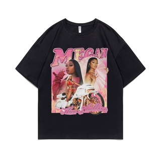 ใหม่ เสื้อยืดแขนสั้น ผ้าฝ้าย 100% พิมพ์ลายกราฟฟิค Rapper Megan Thee Stallion สไตล์ฮิปฮอป สตรีท แนวสตรีท สําหรับผู้ชาย แล