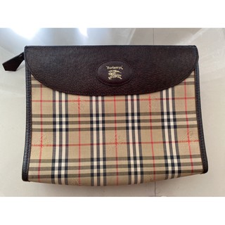 BURBERRYS Nova Check Clutch Bag Beige Canvas