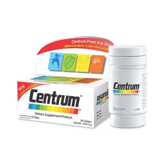 Centrum A to Zinc + Beta Carotene Lutein บรรจุ 90 เม็ด [กล่องขาวรุ่นใหม] วิตามินและเกลือแร่รวมที่จำเป็น 22 ชนิด