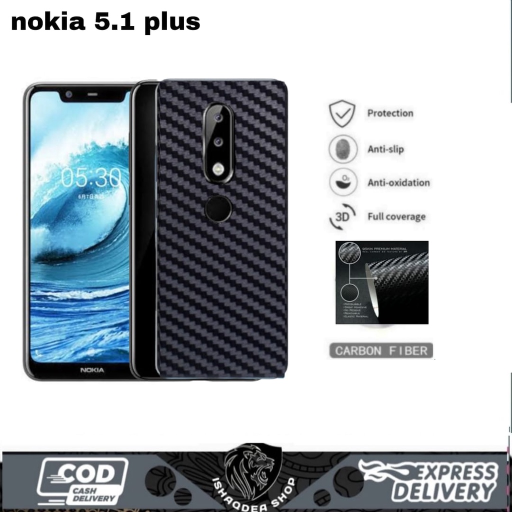 GARSKIN คาร์บอนสีดํา 3D NOKIA 5.1 PLUS 5.1 6.1 6.1 6.1 PLUS 6 6.2 8 G21 C21 PUS X6 X7 X5 C1 C2 SKIN 