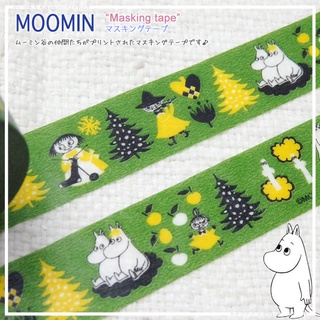 Masking Tape ลาย Moomin สีเขียวเหลือง ขนาด 2 ซม. x 15 ม.