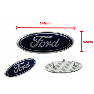 ป้ายโลโก้ FORD พลาสติกตัวหนังสือสีโครเมี่ยม พื้นสีน้ำงิน ขอบโครเมี่ยมมีขาเสียบ ขนาด 14.9X5.9 cm ติดตั้งด้วยเทปกาวสองหน้า