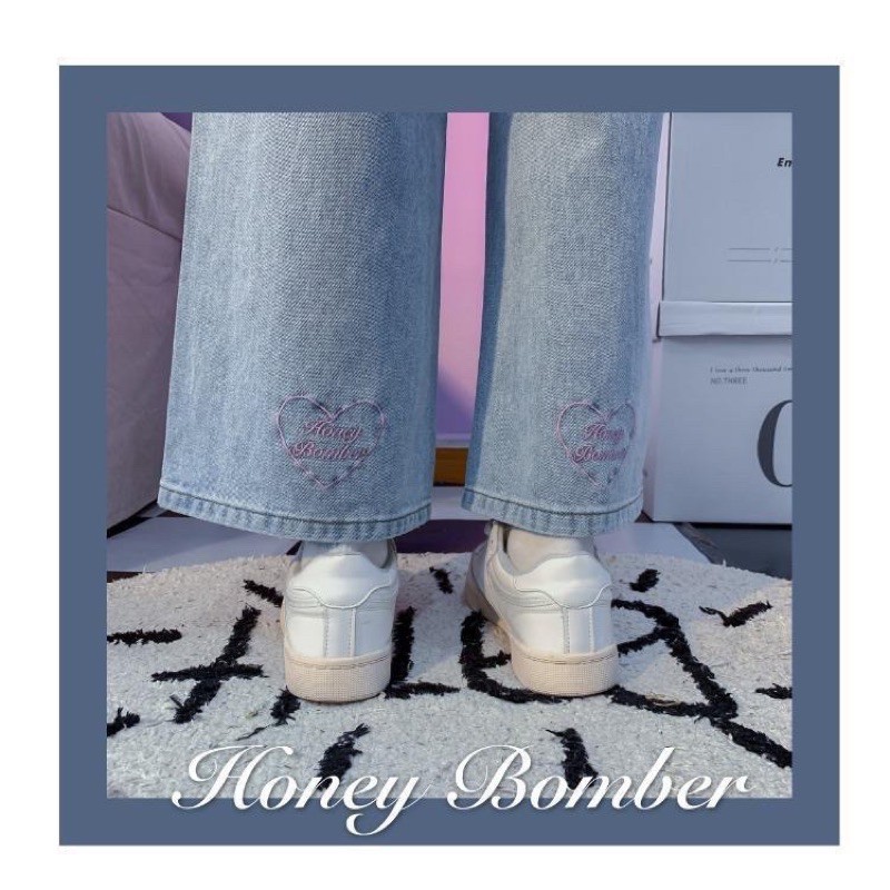 Sweet กางเกงยีนส์งานปักรูปหัวใจ 💕(สีชมพู) 💕ทรงกระบอกขายาว น่ารักสดใส 13-8 - รูปที่ 5