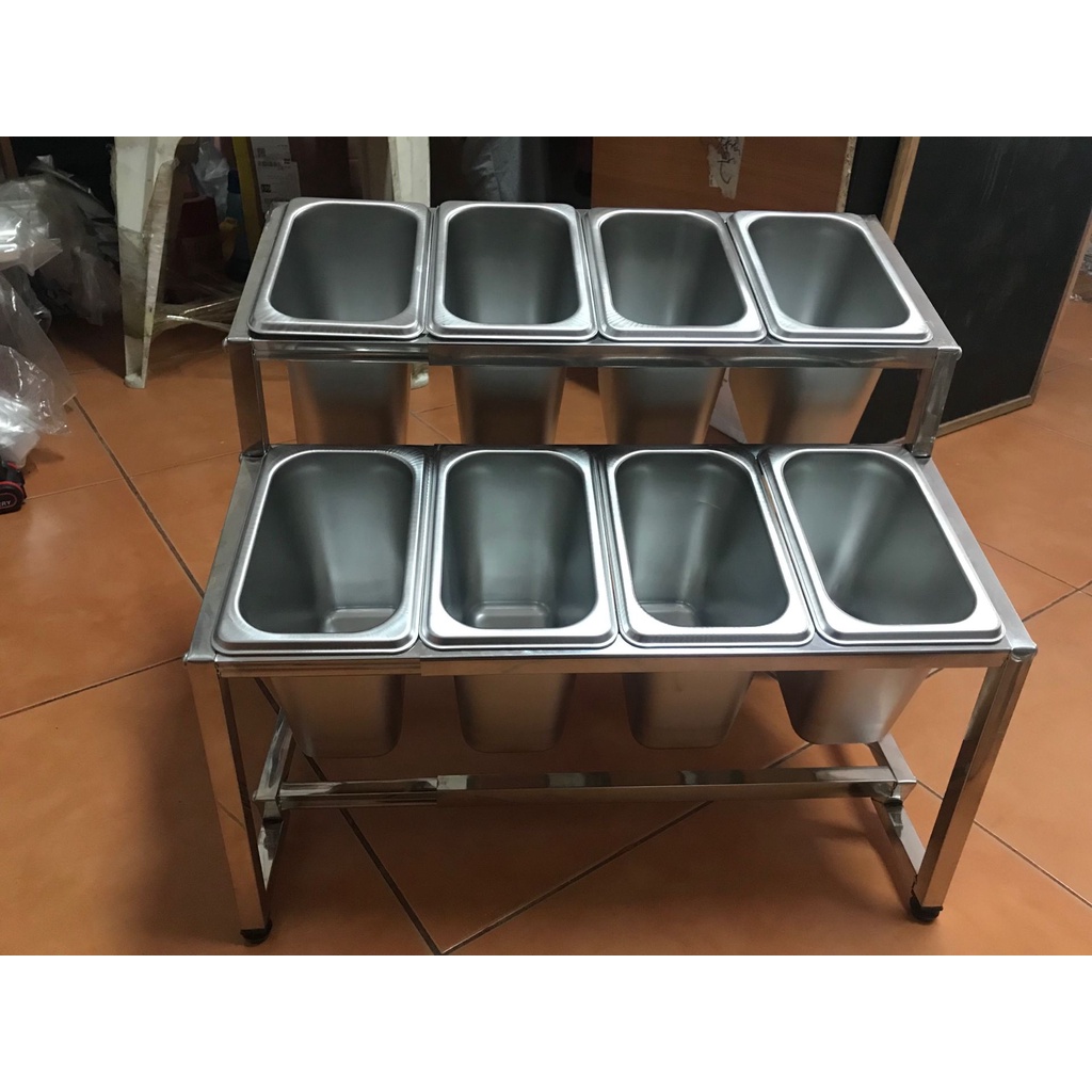 ชั่นวางอ่างอาหาร กล่องใส่เครื่องปรุงสแตนเลส แบบยืดหดได้ 35`60 ซม.(ฝาปิดแบบทึบ ไม่มีช่องใส่ช้อน) - รูปที่ 6