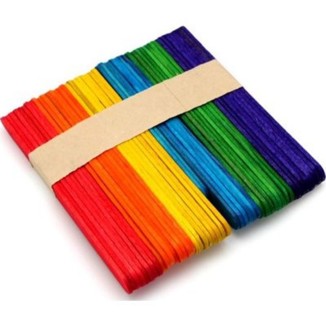 ไม้ไอติมคละสี แพ็ค 100 ชิ้น