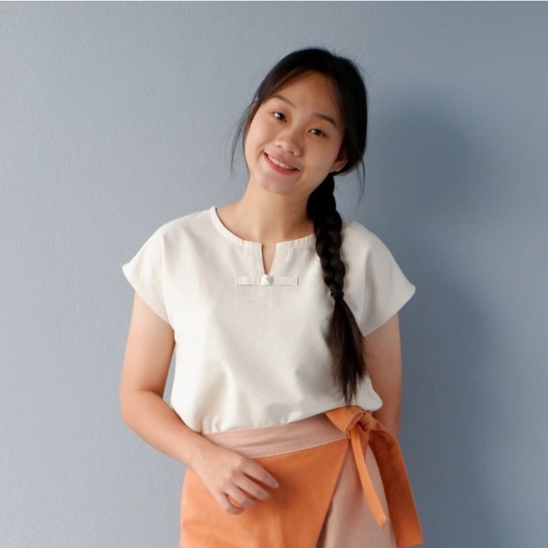 เสื้อผ้าฝ้ายธรรมชาติใส่สบายกระดุมหนมเทียน1 s-m