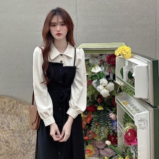 เดรสเชิ้ตแขนยาวฝรั่งเศส
