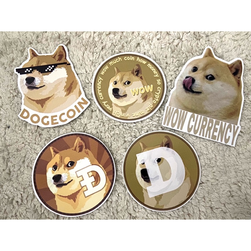 สติ๊กเกอร์Dogecoin sticker Dogecoin กันน้ำขนาด8*8cm. กันน้ำ เชต6ชิ้น
