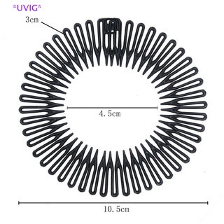 Uvig&gt; ใหม่ ที่คาดผมพลาสติก ประดับเพชร แบบยืดหยุ่น สําหรับผู้หญิง
