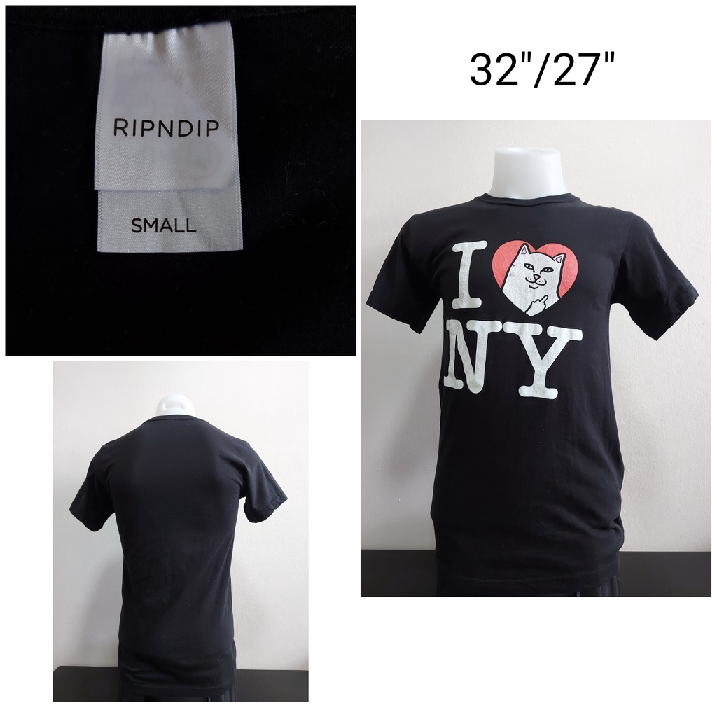 เสื้อยืดมือสอง USA RIPNDIP ลาย I love NYแท้