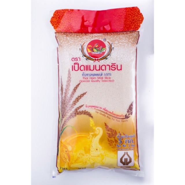 [พร้อมส่ง] ข้าวหอมมะลิสุรินทร์แท้ 100% ตราเป็ดแมนดาริน (5 กก.) - ถุงใส