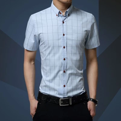เสื้อผ้าฝ้ายแขนสั้นลายดอกไม้สก๊อต สีขาว-เขียว