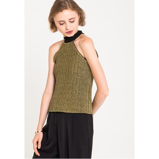 Jezebel เสื้อเบลาส์ Roaring Twenty Shimmery Halter-Neck