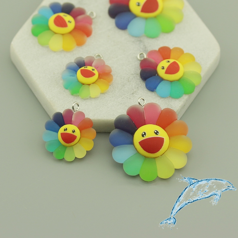 จี้เรซิ่น รูปดอกทานตะวัน หน้ายิ้ม แฮนด์เมด diy สําหรับทําเครื่องประดับ ต่างหู สร้อยข้อมือ พวงกุญแจ กระเป๋า