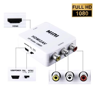 กล่องแปลง HDMI to AV (RCA) / CVBS อะแดปเตอร์ HD 1080 จุดมินิ HDMI2AV กล่องแปลงวิดีโอสำหรับ PS3 VCR ดีวีดี PALMTSC PC