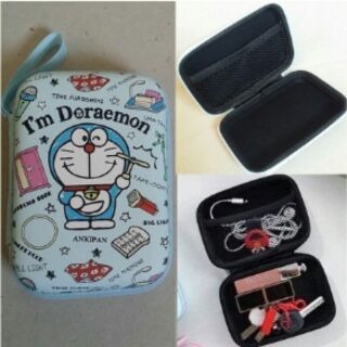 กล่องซิป ใบใหญ่ ใส่ powerbank หูฟัง อุปกรณ์ DIY สำหรับพกพา ลาย โดราเอม่อน Doraemon ขนาด 4x5x1.5 นิ้ว