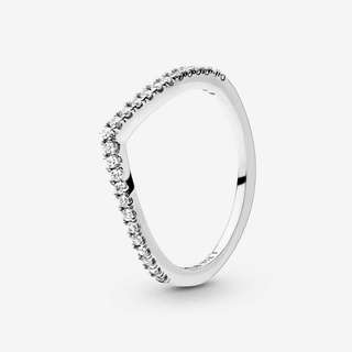 Pandora silver ring แหวนเพชร หัวใจ wish