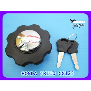 HONDA JX110 CG125 FUEL TANK CAP "CHROME" &amp; "BLACK" with KEY  // ฝาถังน้ำมัน ชุบโครเมี่ยม และสีดำ พร้อม ลูกกุญแจ