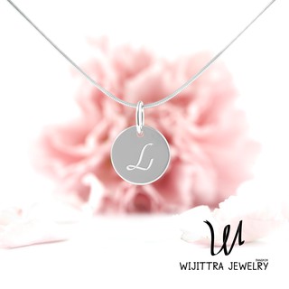 จี้เงิน L Tag |  Wijittra Jewelry | จี้เงินแท้ ตัวอักษร L สร้อยเงินแท้ จี้ 925 ชุบทองคำขาว 18"