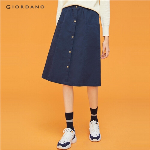 GIORDANO WOMEN Button closure elastic waistband skirt 13469804