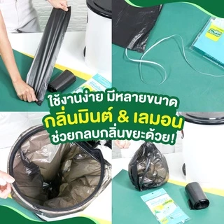 [ช่วยกลบกลิ่นขยะ]Champion Bags ถุงขยะแชมเปี้ยน- ถุงม้วนดำ กลิ่นมินต์&เลมอน