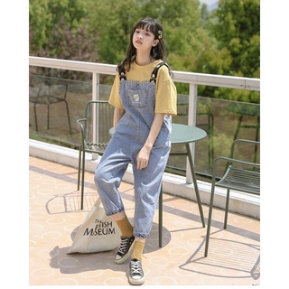 Many Jeans Overalls เอี๊ยมกางเกงยีนส์ขายาวดอกเดซี่พร้อมส่ง