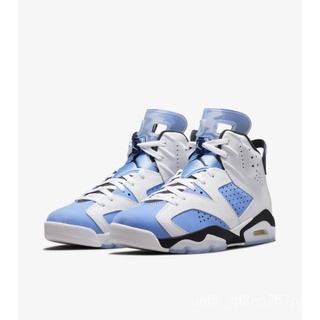 Ozwb #Chubby ช้อปปิ้ง Surrogate#AIR Jordan 6 RETRO "UNC" White North Carolina Blue Suede AJ6 6Generation VI CT8529-410