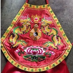 ต้อพระจีน ต้อสั้นมังกร เอี้ยมสั้นมังกร ปักลายมังกร-ดอกบัว ขนาดฟรีไซส์