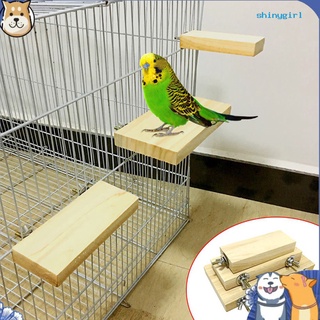 SG--Pet Bird Parrot Wood Stand Perch Platform Hanging Cage Decor Paw Grinding Toy