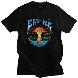 เสื้อยืดวินเทจเสื้อยืดคอกลม ผ้าฝ้าย พิมพ์ลายอนิเมะ Eat Me Shroom Mushroom Fungi Psychedelic Hallucinations สไตล์สตรีท ขอ