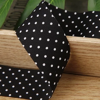พร้อมส่ง ริบบิ้นผ้า ลายจุด ขนาด 2.5 และ 3.5 ซม.