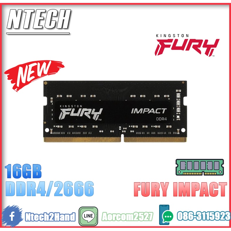 RAM NB (แรมโน๊ตบุ๊ค) KINGSTON FURY IMPACT 16GB(16GBx1) DDR4/2666 (KF426S15IB1/16)