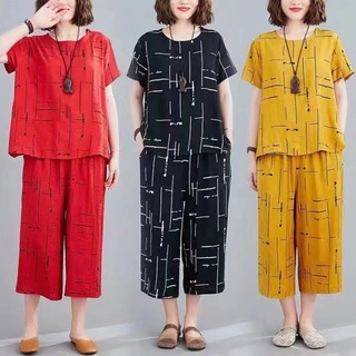 *พร้อมส่ง*ชุดเซ็ตแฟชั่น2ชิ้น ชุดเซ็ต เสื้อแขนสั้น+กางเกงขาบา…