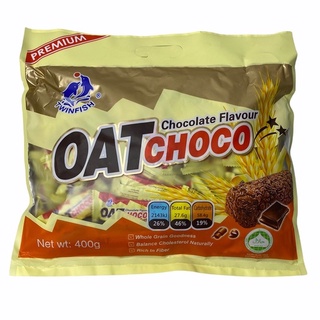 OAT CHOCO Twinfish Chocolate,โอ๊ดโลมา รส ซ็อกโกแลต นำเข้าจากมาเลเซีย 400g ถุงสีเหลือง-ส้ม 1 แพค/บรรจุ 400g ราคาพิเศษ