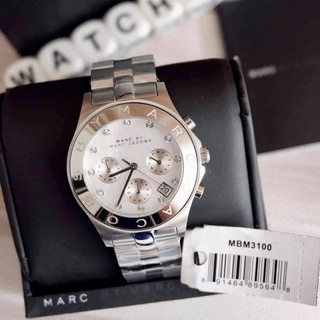 Marc Jacobs นาฬิกาข้อมือผู้หญิง Blade White Dial Silver รุ่น MBM3100 ของแท้ 100%